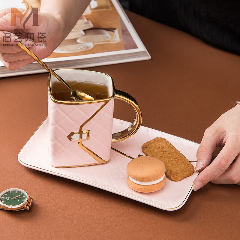 Keramische Kaffeetasse Untertasse Löffel Set