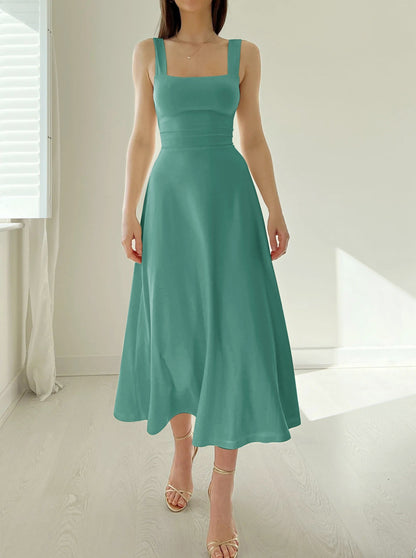 Neue Midi-Kleid mit dicken Trägern für Frauen
