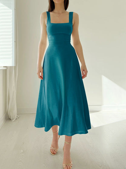 Neue Midi-Kleid mit dicken Trägern für Frauen
