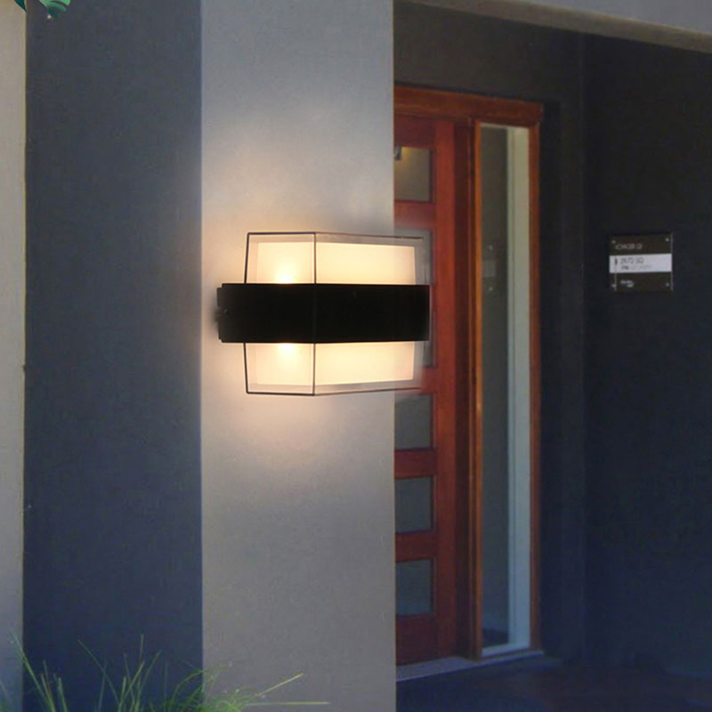 Sandsberg | Geometrische Wandlamp Moderne Acryl Balkon LED Wandlichtarmatur in Textured Schwarz