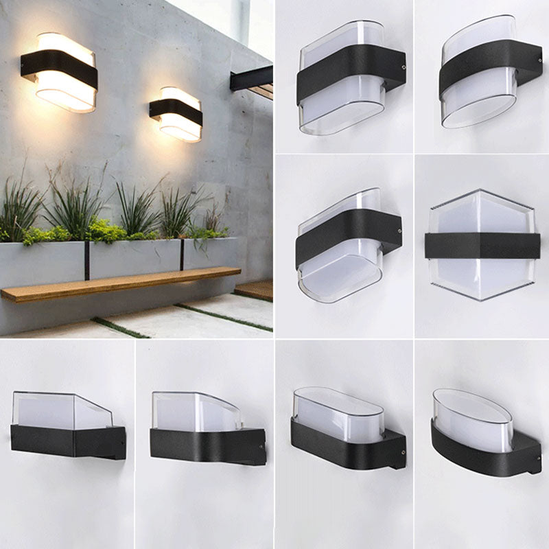 Sandsberg | Geometrische Wandlamp Moderne Acryl Balkon LED Wandlichtarmatur in Textured Schwarz
