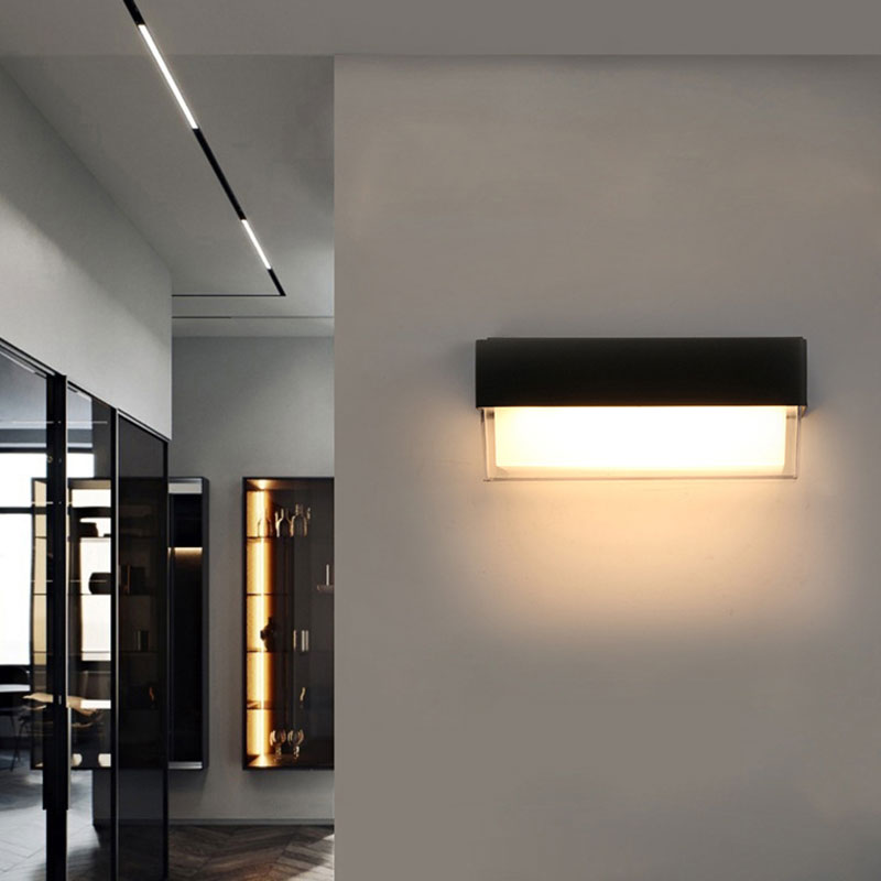Sandsberg | Geometrische Wandlamp Moderne Acryl Balkon LED Wandlichtarmatur in Textured Schwarz