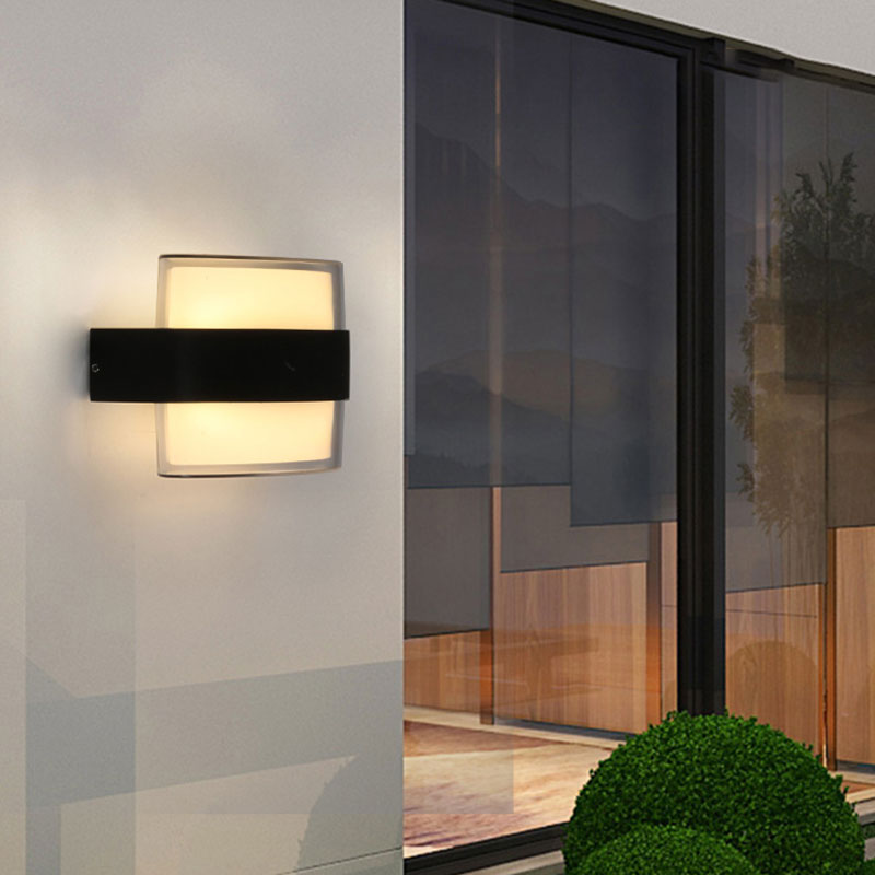 Sandsberg | Geometrische Wandlamp Moderne Acryl Balkon LED Wandlichtarmatur in Textured Schwarz