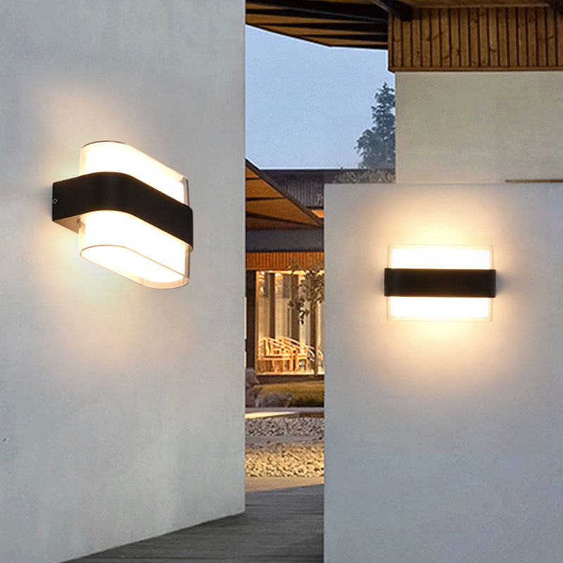 Sandsberg | Geometrische Wandlamp Moderne Acryl Balkon LED Wandlichtarmatur in Textured Schwarz