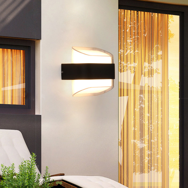 Sandsberg | Geometrische Wandlamp Moderne Acryl Balkon LED Wandlichtarmatur in Textured Schwarz