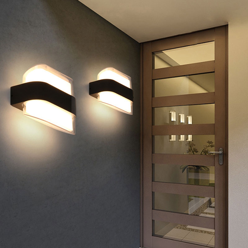 Sandsberg | Geometrische Wandlamp Moderne Acryl Balkon LED Wandlichtarmatur in Textured Schwarz