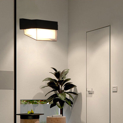 Sandsberg | Geometrische Wandlamp Moderne Acryl Balkon LED Wandlichtarmatur in Textured Schwarz