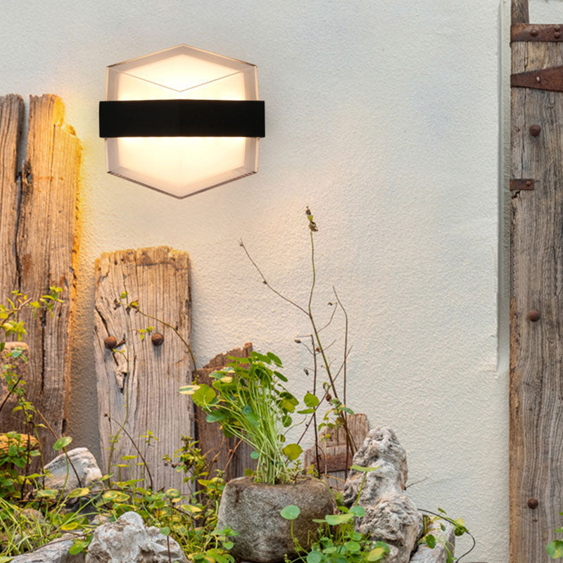 Sandsberg | Geometrische Wandlamp Moderne Acryl Balkon LED Wandlichtarmatur in Textured Schwarz