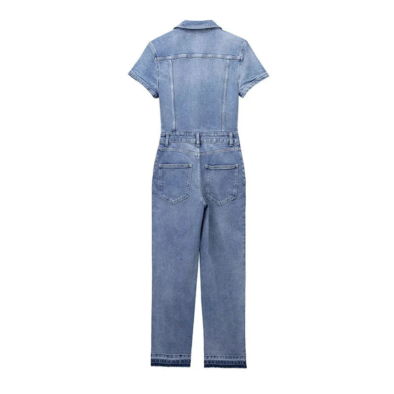 Dünner Denim-Overall in Stiefelform