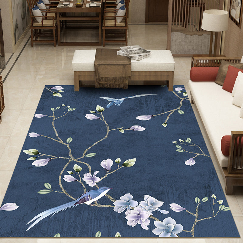 Schöner Mehrfarbiger Chinesischer Teppich Synthetik Blumenzeichnung Druck Teppich Maschinenwaschbar Rutschfeste Unterlage Haustierfreundlicher Teppich für das Wohnzimmer