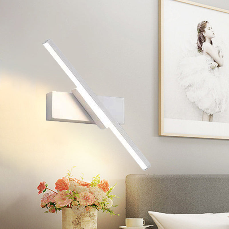 Sandsberg | Draaiende Acryl Lineaire LED Wandlamp Simpliciteit Zwart/Wit Wandverlichting Armatuur, Wit/Warm Licht