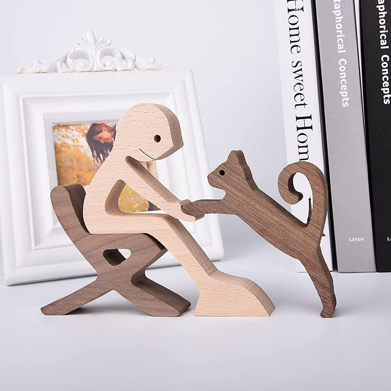 Sandsberg | Geschenk für Tierliebhaber - Holzskulptur Tischornamente - Die Liebe zwischen Ihnen und Ihrem pelzigen Freund