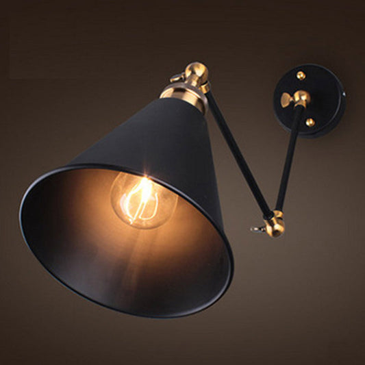 Schwarzer Regenschirm-Schatten faltbare Wandlampe Retro-Stil Einzelne-Glühbirne Restaurant Wandbeleuchtungseinrichtung