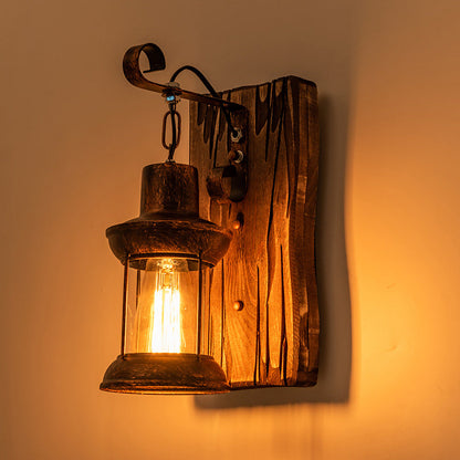 Sandsberg | Industrielle Laterne Wandmontage Licht 1-Licht Eisen Wandlicht mit klarem Glas-Schirm für Restaurant