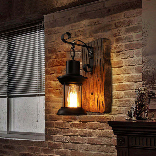 Sandsberg | Industrielle Laterne Wandmontage Licht 1-Licht Eisen Wandlicht mit klarem Glas-Schirm für Restaurant