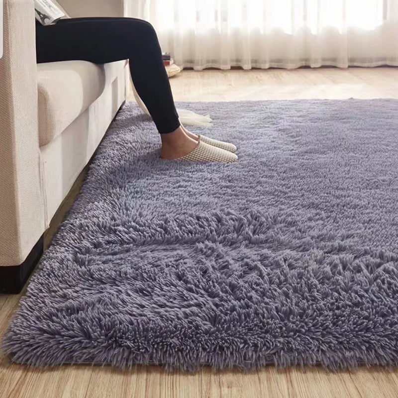 Fluffy Plain Rug Mehrfarbiger Lässiger Teppich Synthetik Waschbar Haustierfreundlich Rutschfester Teppich für das Wohnzimmer