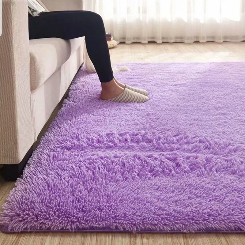 Fluffy Plain Rug Mehrfarbiger Lässiger Teppich Synthetik Waschbar Haustierfreundlich Rutschfester Teppich für das Wohnzimmer