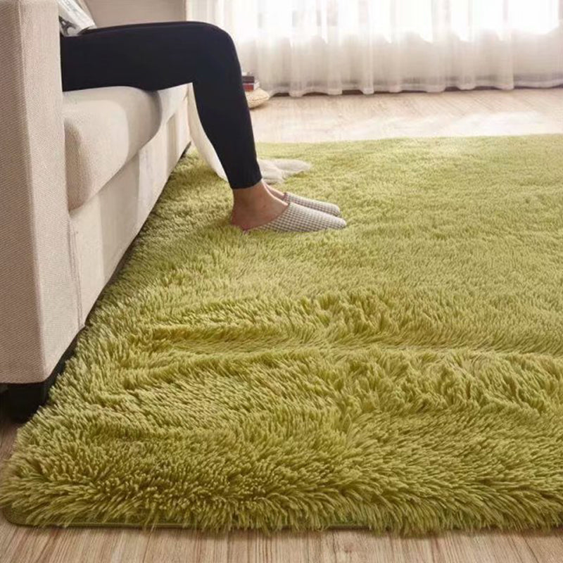 Fluffy Plain Rug Mehrfarbiger Lässiger Teppich Synthetik Waschbar Haustierfreundlich Rutschfester Teppich für das Wohnzimmer
