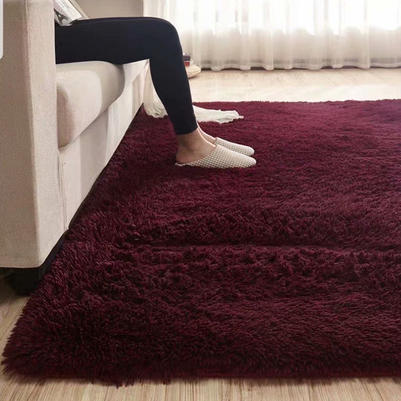Fluffy Plain Rug Mehrfarbiger Lässiger Teppich Synthetik Waschbar Haustierfreundlich Rutschfester Teppich für das Wohnzimmer