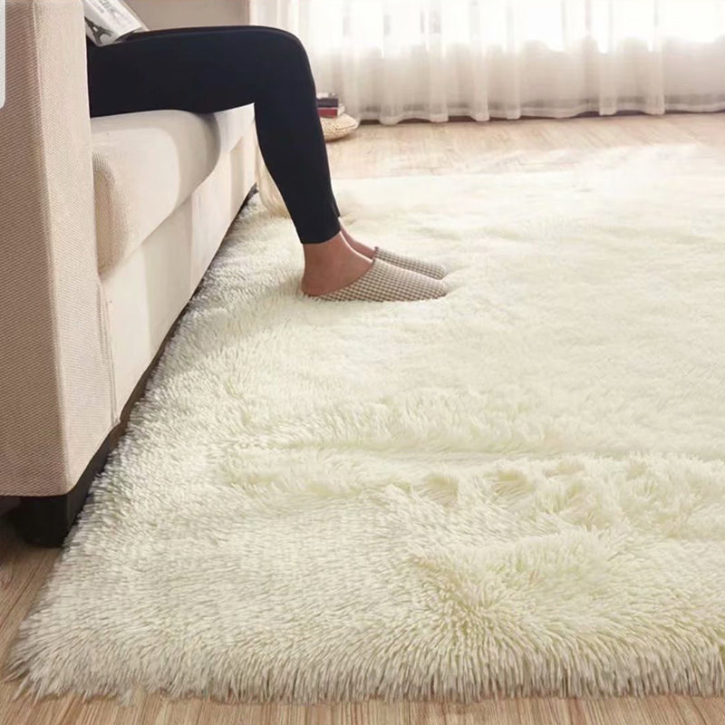 Fluffy Plain Rug Mehrfarbiger Lässiger Teppich Synthetik Waschbar Haustierfreundlich Rutschfester Teppich für das Wohnzimmer