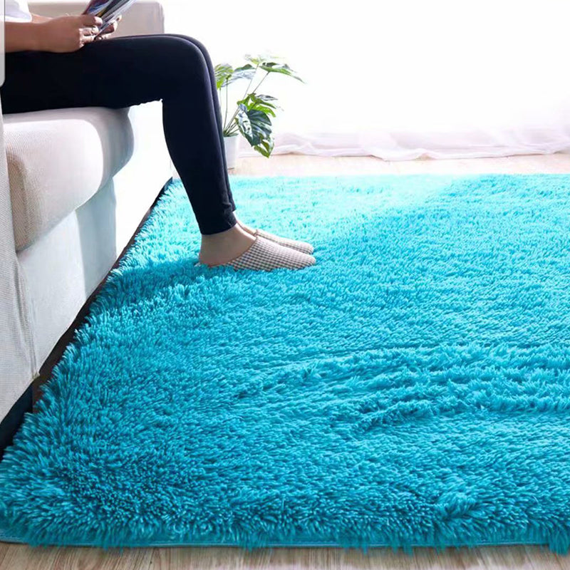 Fluffy Plain Rug Mehrfarbiger Lässiger Teppich Synthetik Waschbar Haustierfreundlich Rutschfester Teppich für das Wohnzimmer
