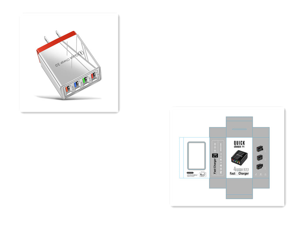 USB-Ladegerät Quick Charge 3.0 4 Telefonadapter für Tablet Tragbares mobiles Wandladegerät Schnellladegerät