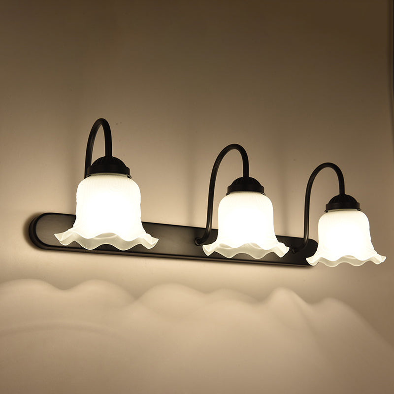Vintage Rüsch Wandmontage Beleuchtung Milchglas Vanity Wandleuchte mit Gooseneck Arm für Badezimmer