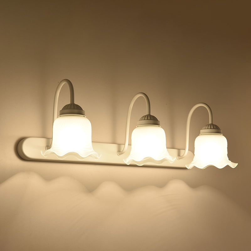 Vintage Rüsch Wandmontage Beleuchtung Milchglas Vanity Wandleuchte mit Gooseneck Arm für Badezimmer