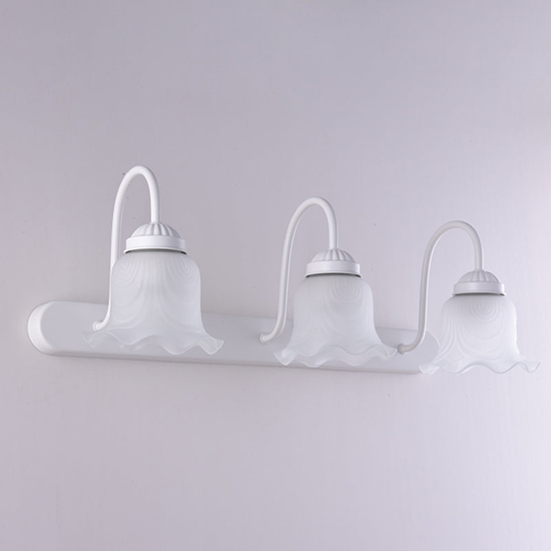 Vintage Rüsch Wandmontage Beleuchtung Milchglas Vanity Wandleuchte mit Gooseneck Arm für Badezimmer