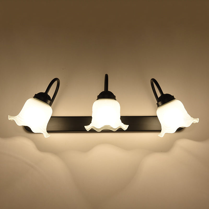 Vintage Rüsch Wandmontage Beleuchtung Milchglas Vanity Wandleuchte mit Gooseneck Arm für Badezimmer