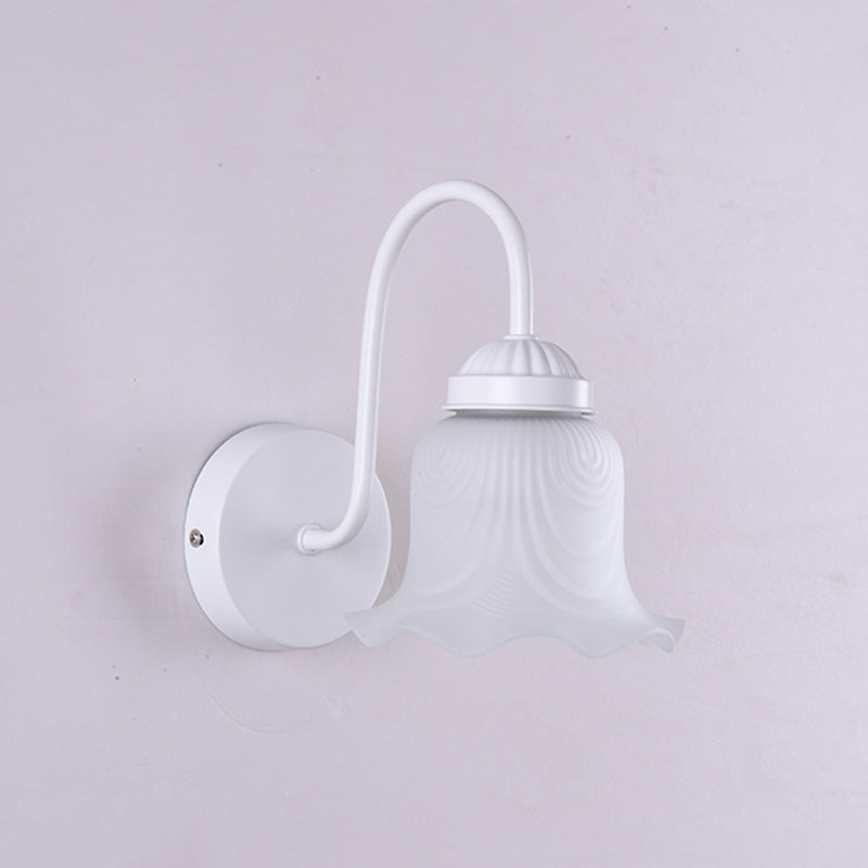 Vintage Rüsch Wandmontage Beleuchtung Milchglas Vanity Wandleuchte mit Gooseneck Arm für Badezimmer