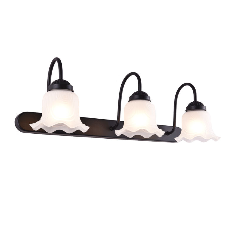 Vintage Rüsch Wandmontage Beleuchtung Milchglas Vanity Wandleuchte mit Gooseneck Arm für Badezimmer