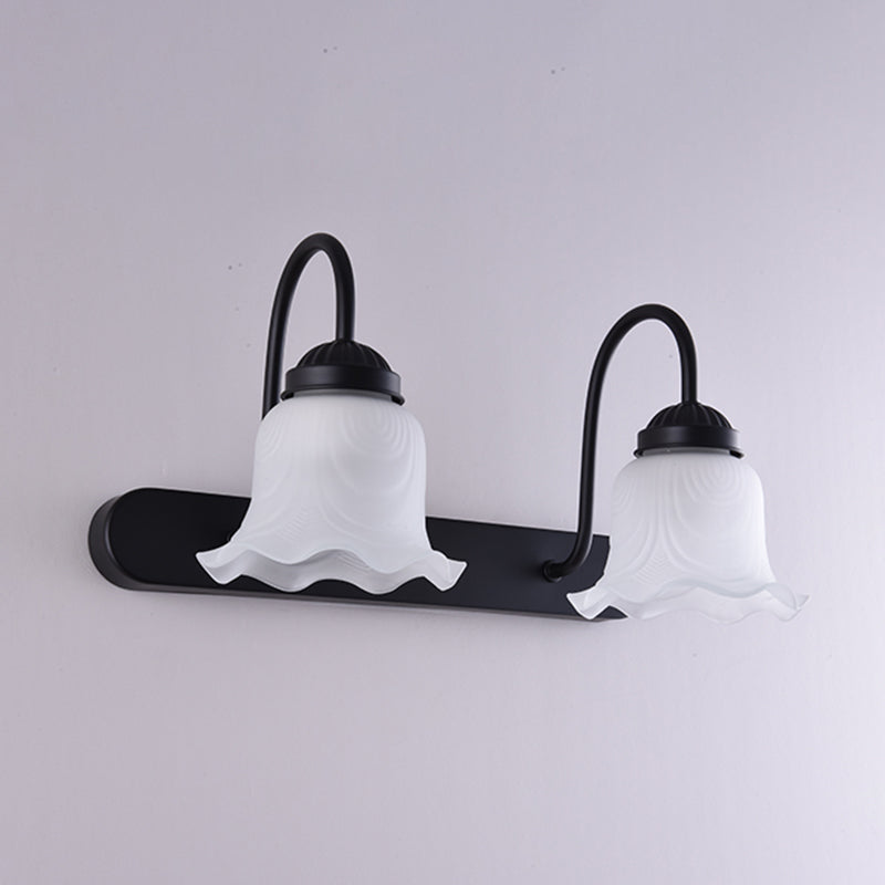 Vintage Rüsch Wandmontage Beleuchtung Milchglas Vanity Wandleuchte mit Gooseneck Arm für Badezimmer