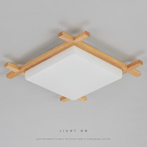 Massive Holz Quadrat Japanische Tatami LED Deckenleuchte