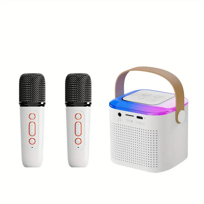 Karaoke-Maschine mit kabellosen Mikrofonen.