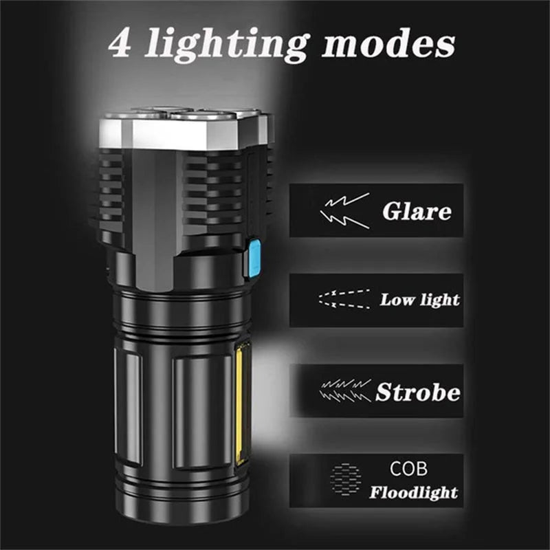 Hochleistungs-LED-Taschenlampen Camping-Taschenlampe mit 4 Lampen