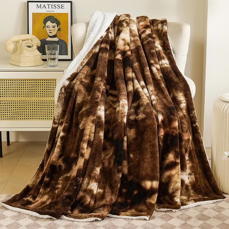 Bunte, warme, flauschige Decke mit Batikmuster