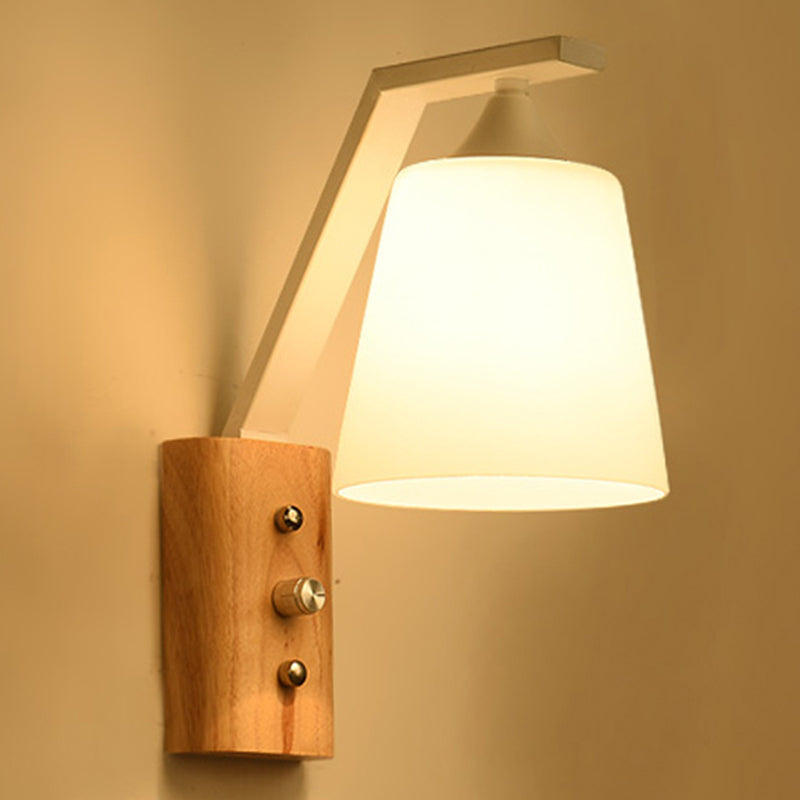 Sandsberg | Witte Glazen Wandverlichting Houten Verlichting für Studiekamer Schlafzimmer
