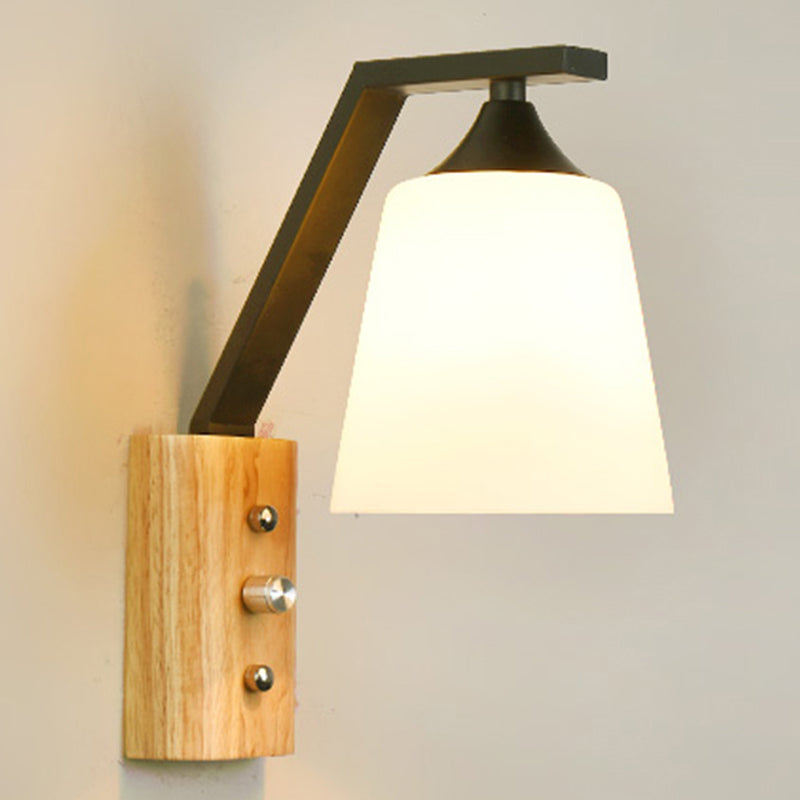 Sandsberg | Witte Glazen Wandverlichting Houten Verlichting für Studiekamer Schlafzimmer