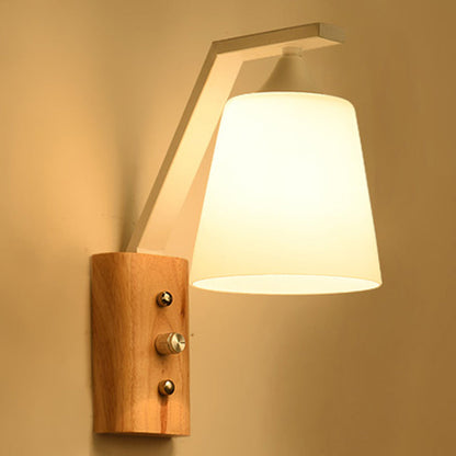 Sandsberg | Witte Glazen Wandverlichting Houten Verlichting für Studiekamer Schlafzimmer