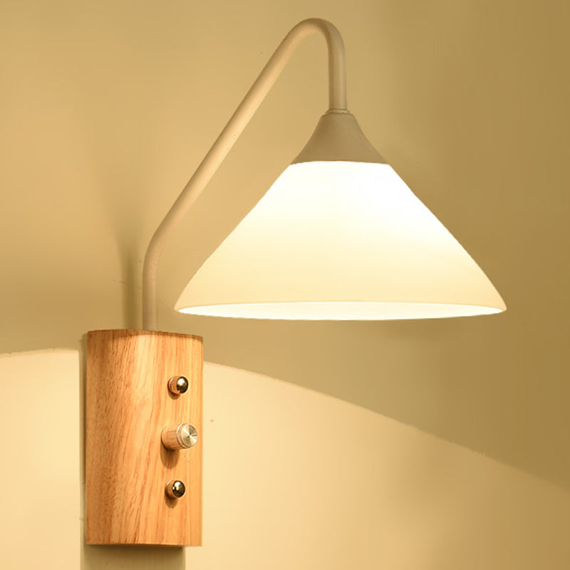 Sandsberg | Witte Glazen Wandverlichting Houten Verlichting für Studiekamer Schlafzimmer