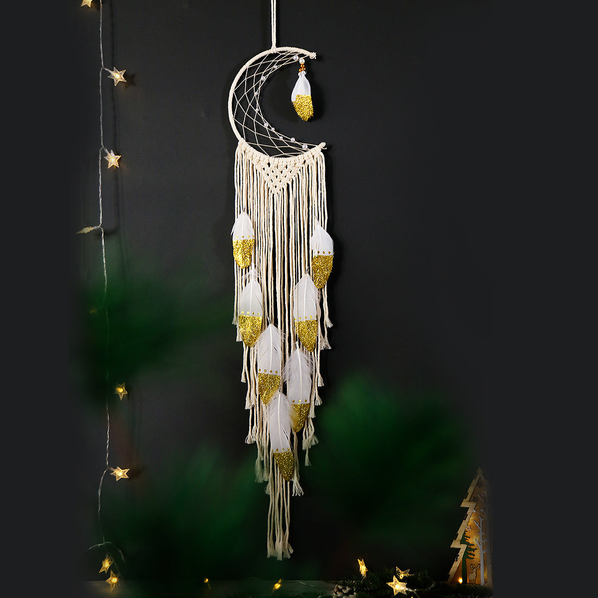 Halbmond-Traumfänger, Heimdekoration, Gold