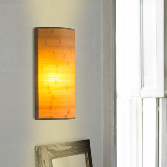 Bambus Halbzylinder Wandleuchte Modern 2 Glühbirnen Wandbeleuchtung Fixture aus Holz für Wohnzimmer