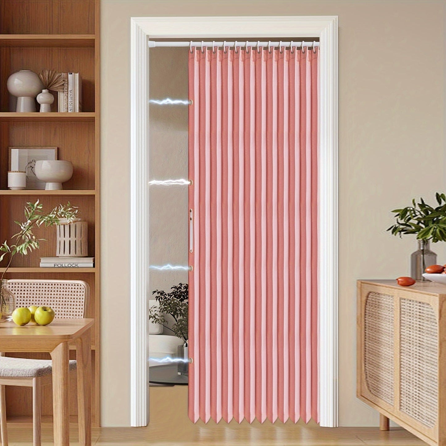 Sandsberg | Bunte magnetische Faltenvorhang – Einfache Dekoration, platzsparender Raumteiler für Zuhause und Geschäft – Lebhaftes künstlerisches Design, maschinenwaschbares Polyester
