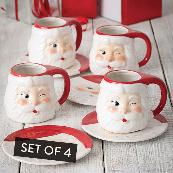Vintage inspirierte Santa Tassen, Set von 4