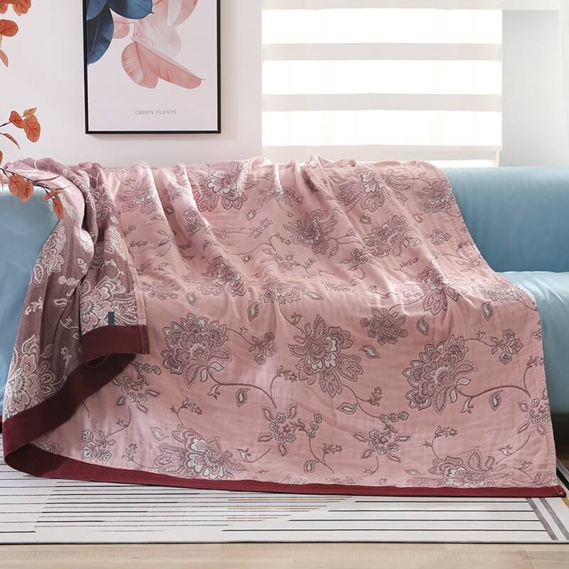 Leichte Wendesteppdecke aus Baumwolle mit Blumenmuster