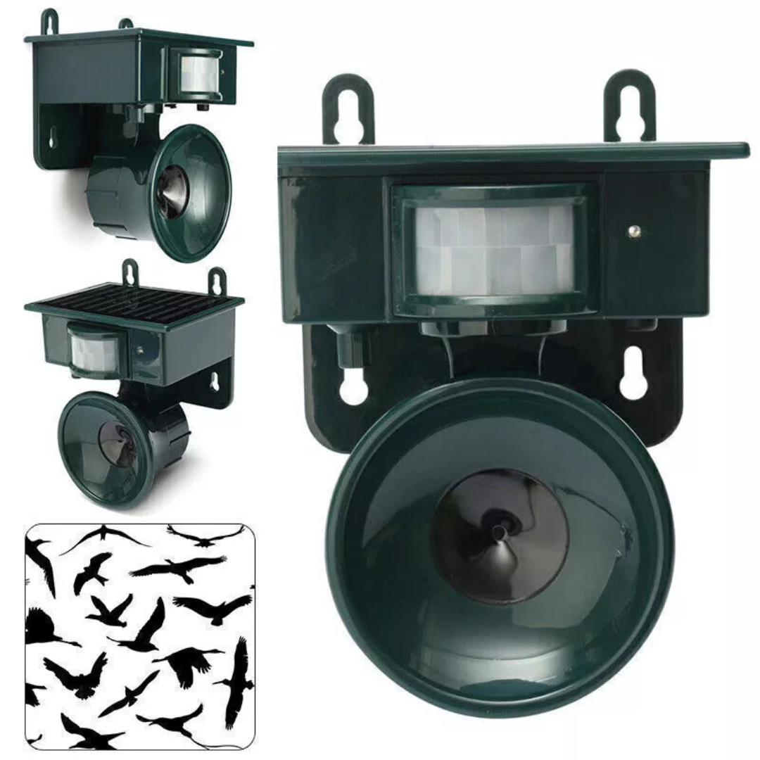 Sandsberg | TerraGuard – Wetterfester Solar-Vogelvertreiber mit PIR-Bewegungssensor & natürlichem Geräuschabwehrmittel