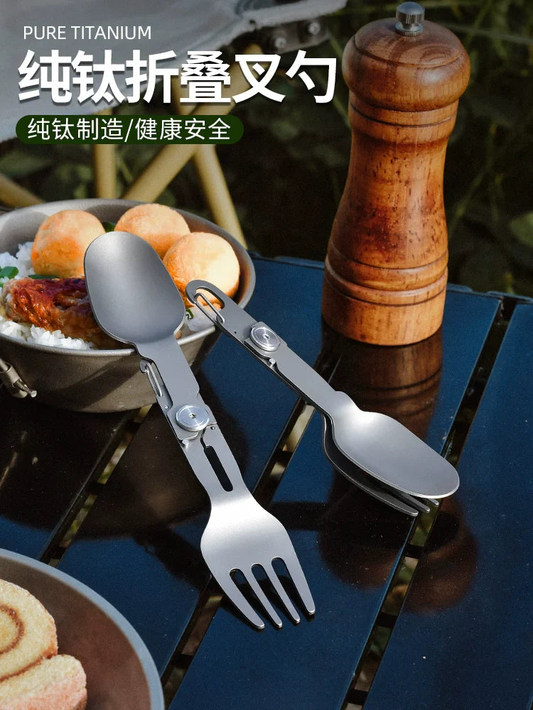 Sandsberg | Titan Camping Besteckset - Faltbarer Löffel, Gabel, Essstäbchen & Schüssel für Reisen