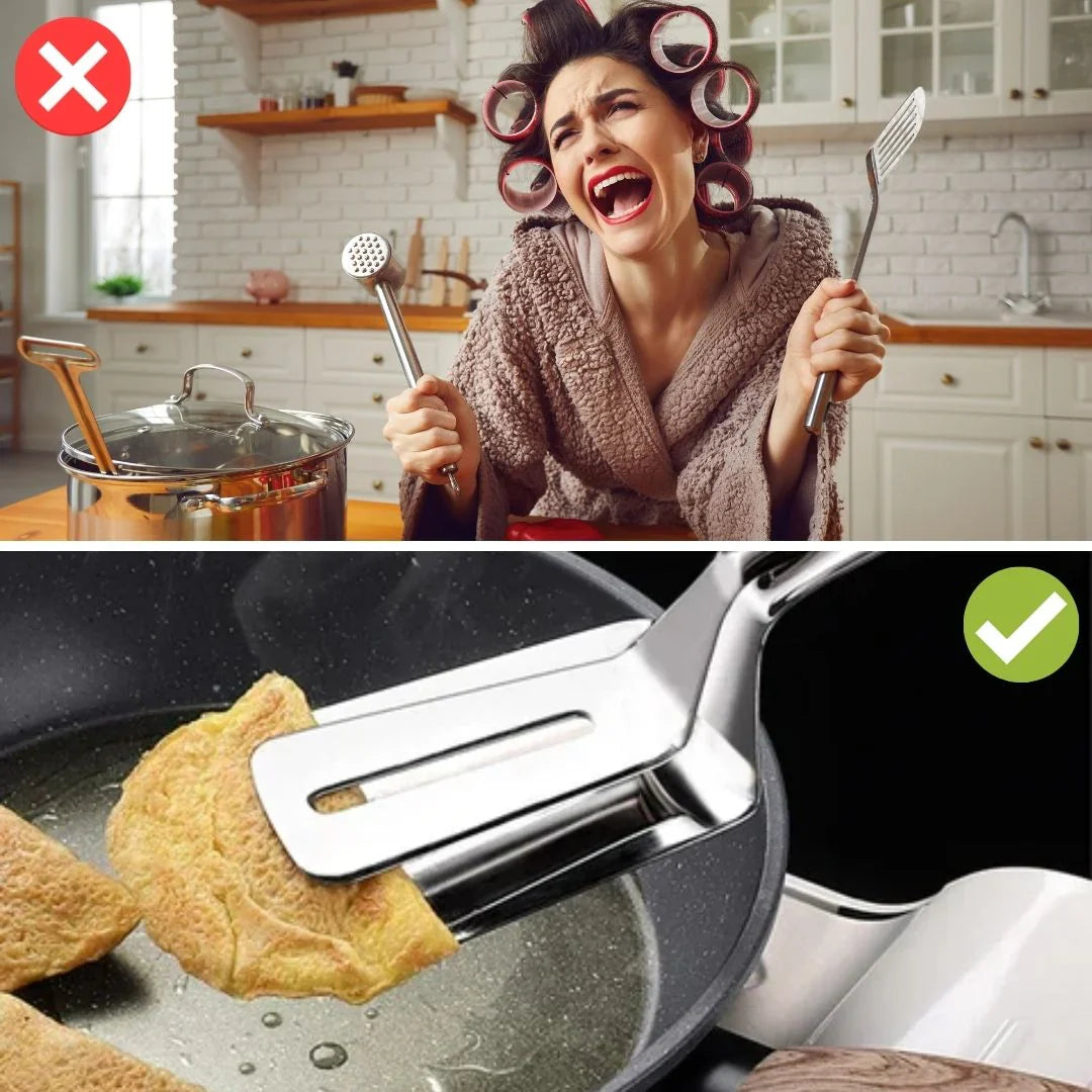 Sandsberg | Doppelseitiger Edelstahlwender mit rutschfestem Griff – Ideal für Grillen und Braten