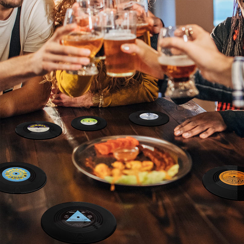 Vinyl-Schallplatten-Untersetzer mit retro Schallplattenspieler-Halter